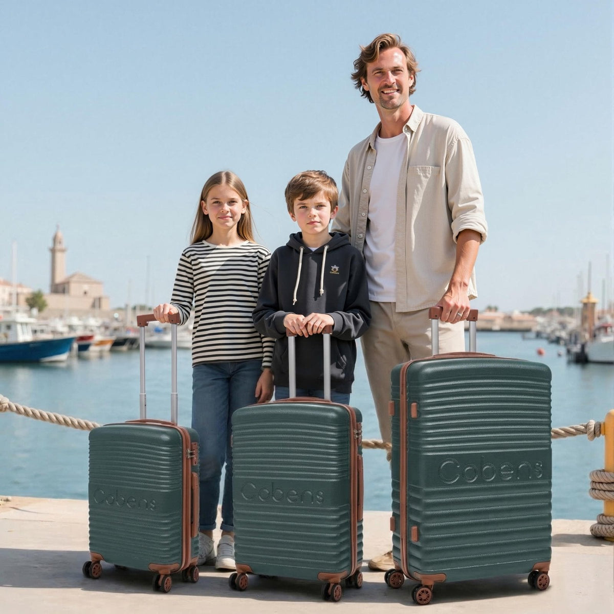 Cobens 5 Piece Luggage Sets with Spinner Wheels and Tsa Lock, Hardshell ABS Suitcase Set, Lightweight Hardside Waterproof Travel Suitcases for Men Women, 20", 24", 28" DarkGreen