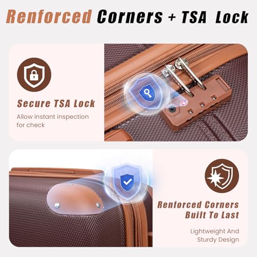 Cobens Expandable Luggage Sets 5 Piece with Detachable Spinner Wheels and TSA Lock,ABS Hard Case Suitcases with Wheels,Carry On Luggage Set