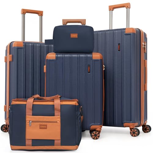Cobens Luggage Sets 5 Piece Suitcase with Wheels，ABS Hard Case Luggage with Detachable Spinner Wheels，Carry on Luggage Set with TSA Lock （20/24/28 Inch）