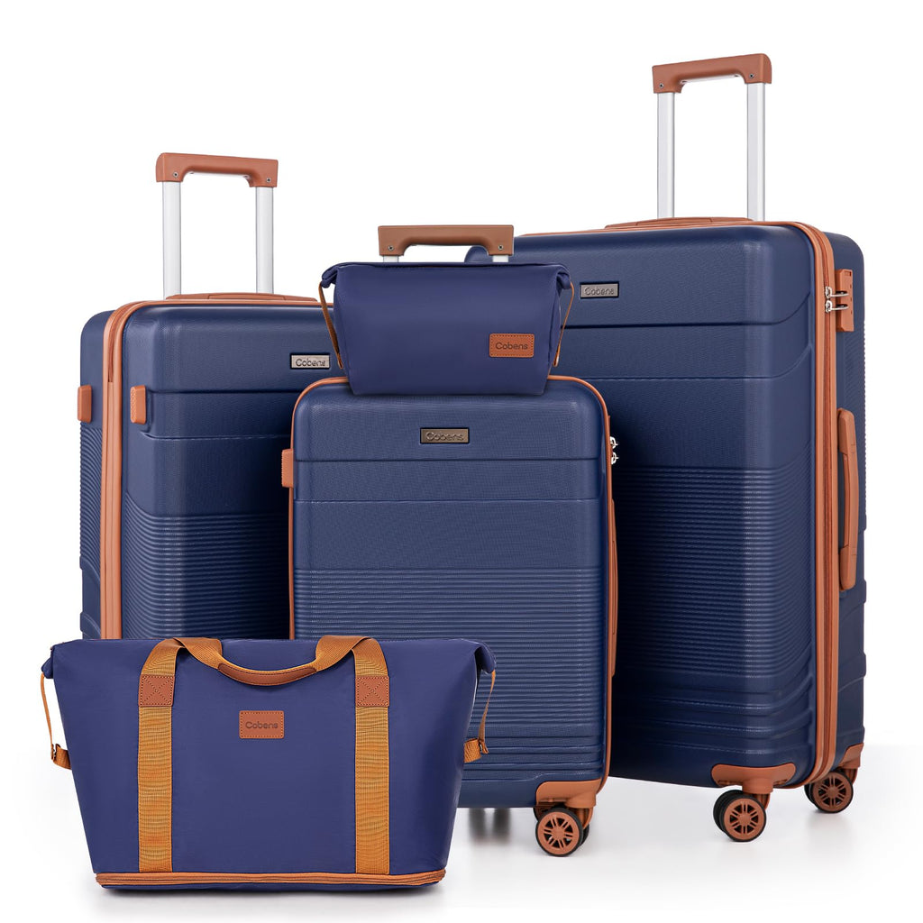 Cobens Luggage Sets 5 Piece with Spinner Wheels, Lightweight Hardshell Suitcases Set with Lock for Men and Women, Carry on Luggage Travel Set with Durable ABS Hard Case