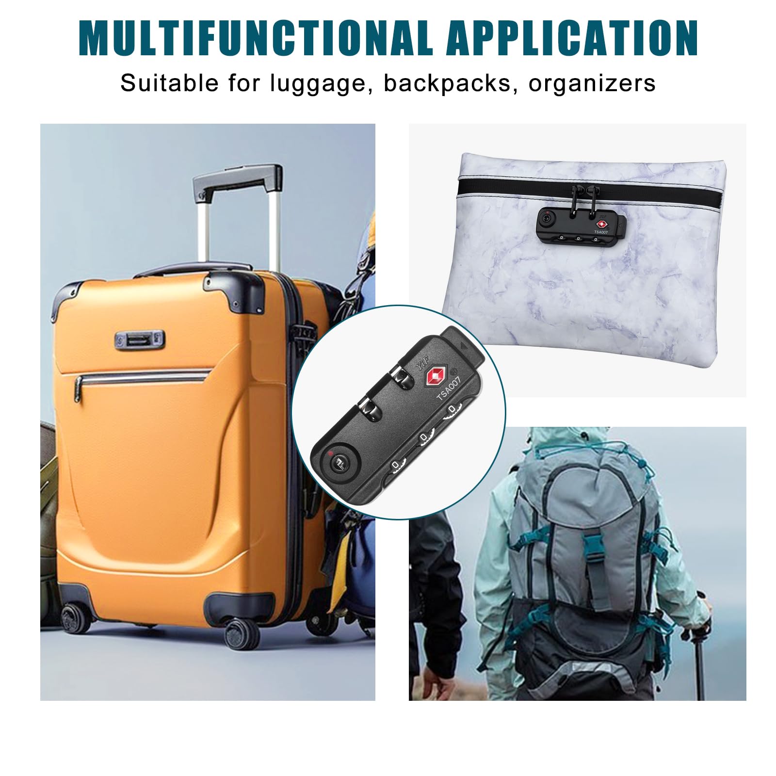 Cogguepe 2 PCS TSA Approved Combination Lock, Suitable for Luggage,Backpacks, Handbags, with 2PCS Spare TSA - 007 Key