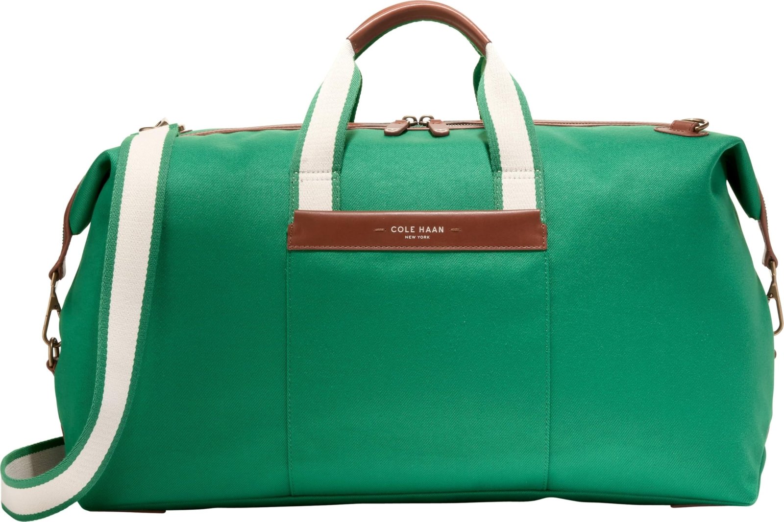 Cole Haan Men's Bag - Judson Brushed Twill Duffel Crossbody Bag, Green Jacket/British Tan