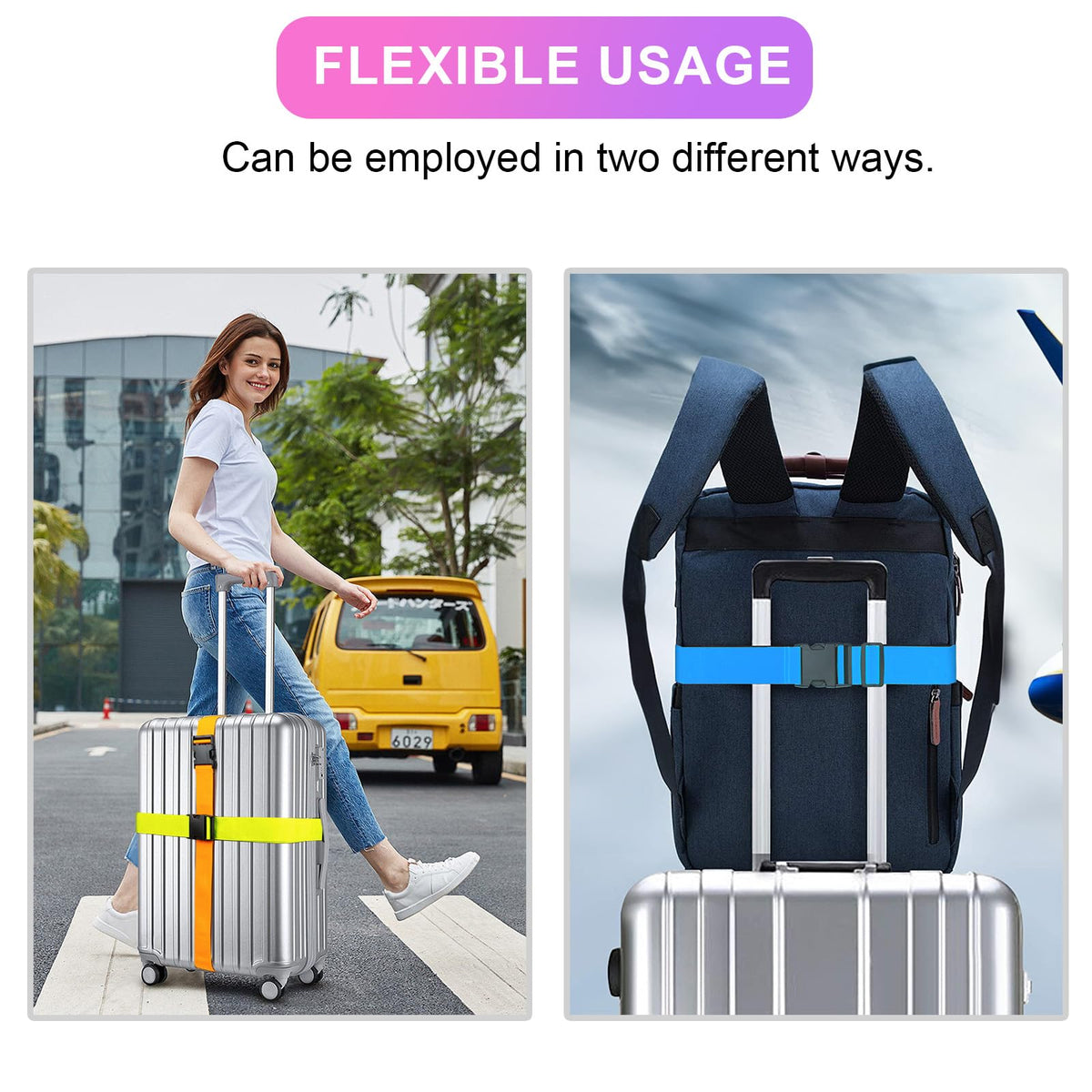 Collwait Luggage Straps for Suitcases TSA Approved, Travel Belt Suitcase Belt, Suitcase Straps TSA Approved, Luggage Belt Strap TSA Approved, Travel Straps for Luggage, Luggage Band Bag Straps 4 Pack