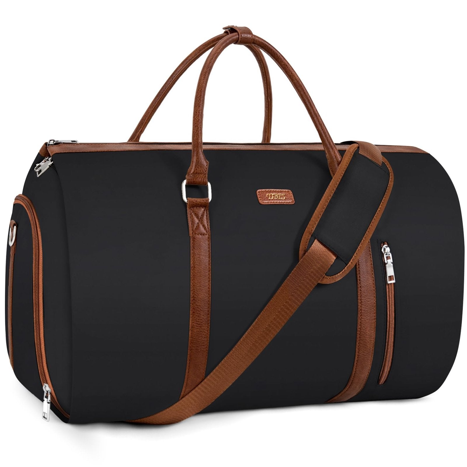 Convertible Garment Duffle Bags for Travel - Carry On Garment Bags With Toiletry Bag, Large Weekender Bags for Women Men 2 in 1 Hanging Suitcase Suit Travel Duffel Bags (2pcs Set, Black)