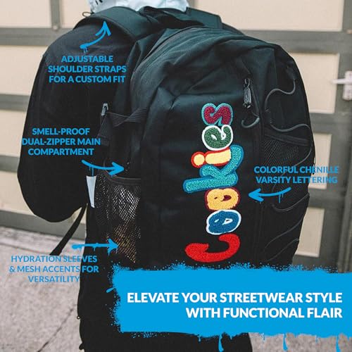 Cookies Bungee Smell Proof Backpack – Large Odorless Travel Backpack for Men & Women, Carry-On, Work, Stylish & Spacious Bag 23.1L - Black