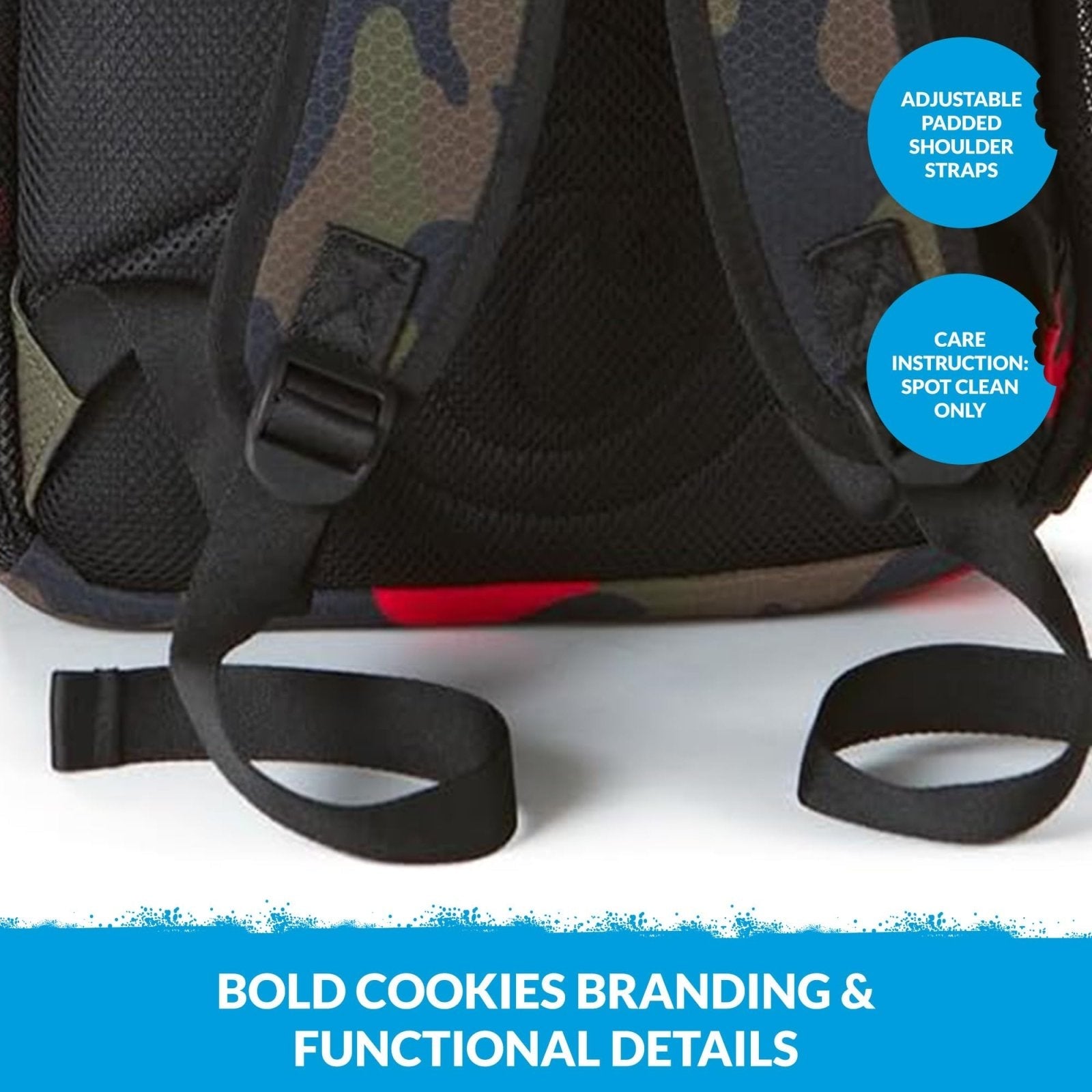 COOKIES Non - Standard Ripstop Nylon Backpack – Durable Tear - Resistant Bag with Heavy - Duty Zippers, Mesh Side Pockets, Adjustable Straps & Laptop Storage – Stylish Streetwear Travel Backpack – Red Camo