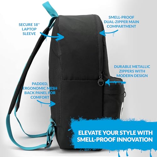 COOKIES Orion Canvas Smell Proof Backpack 22.8L – Large Odorless Travel Backpack for Men & Women, Carry-On, Work, Stylish & Spacious Bag - Olive