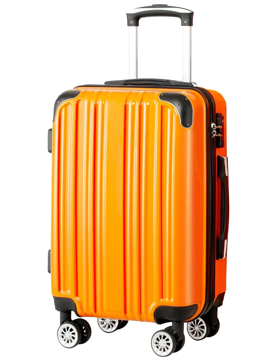 Coolife Luggage, Suitcase with Durable and Lightweight, Checked Luggage with PC+ABS Hardshell, Dual Spinner Wheels, TSA Lock, and YKK Zipper (orange new, M(24in))