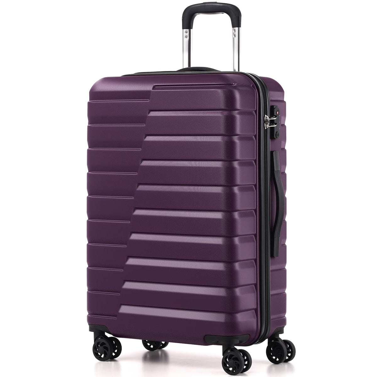 Coolife Medium Luggage Hardside Carry On with Spinner Wheels TSA Lock Telescopic Handle 24inch-Purple