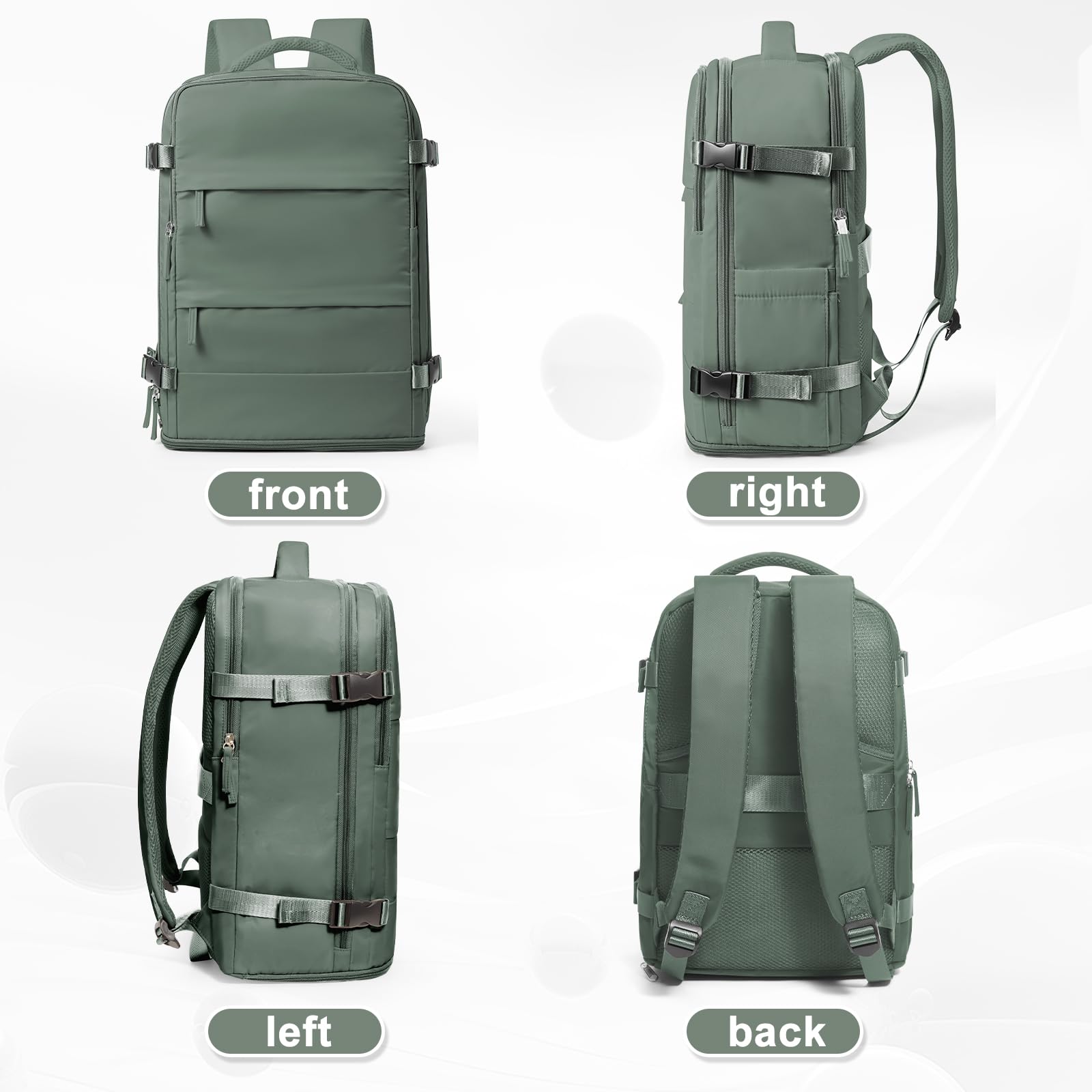 coowoz Large Travel Backpack For Women Men,Carry On Backpack Flight Approved,Hiking Backpack Waterproof Outdoor Rucksack Casual Daypack Fit 15.6 Inch Laptop Shoes Compartment,30L(Olive Green)