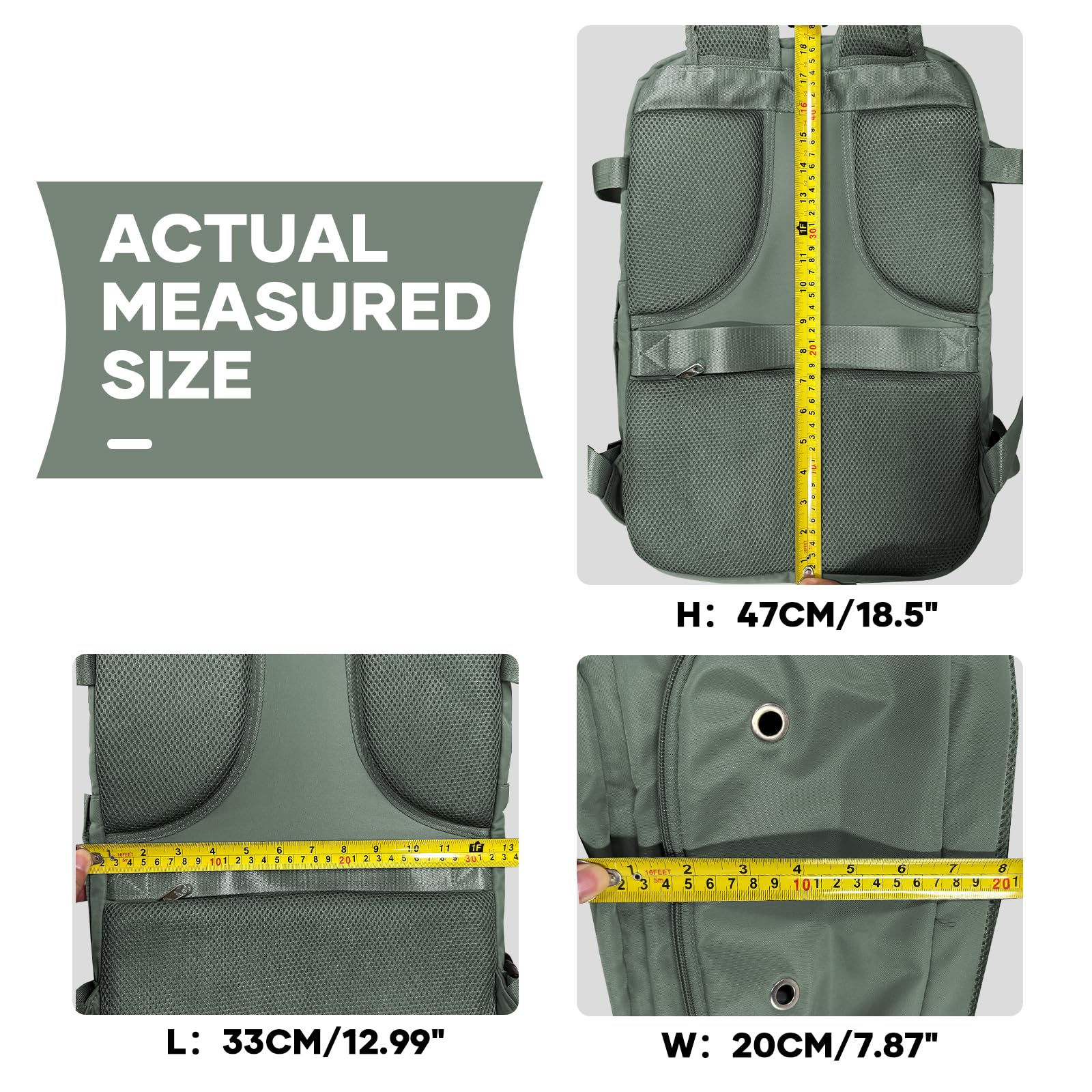 coowoz Large Travel Backpack For Women Men,Carry On Backpack Flight Approved,Hiking Backpack Waterproof Outdoor Rucksack Casual Daypack Fit 15.6 Inch Laptop Shoes Compartment,30L(Olive Green)