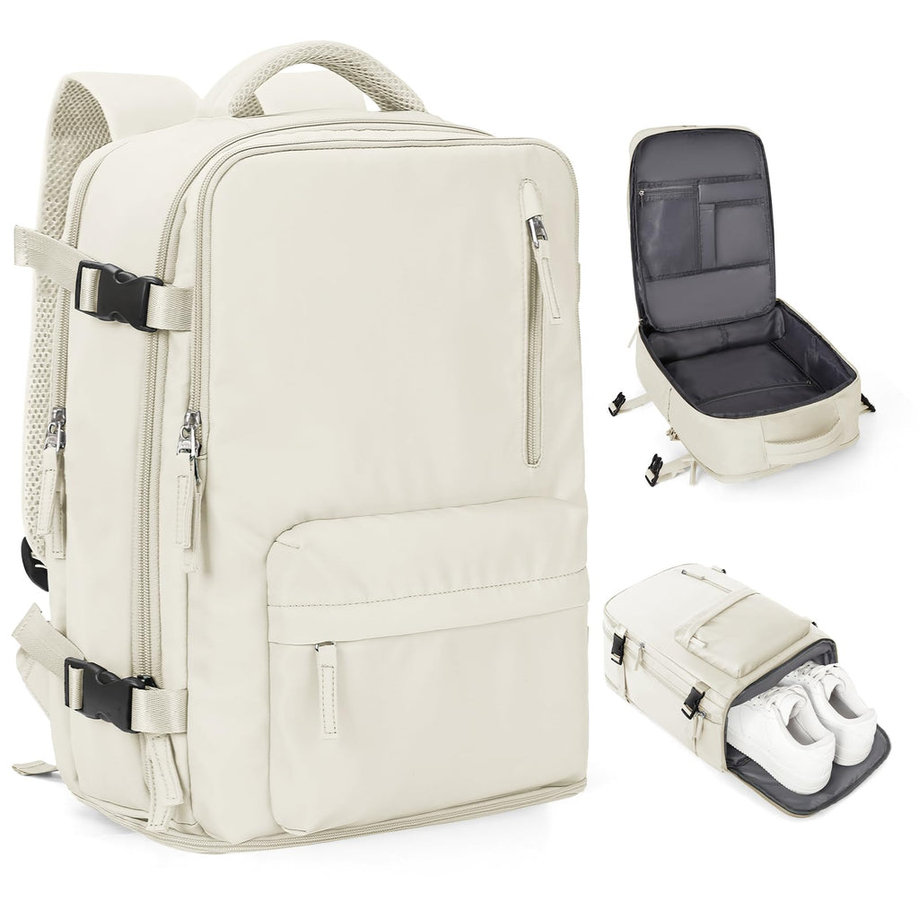 coowoz Travel Backpack For Women Men Airline Approved,Carry On Backpack,Hiking Laptop College Backpacks Waterproof Outdoor Sports Rucksack Casual Daypack Fit 15.6 Inch Backpacks,Beige