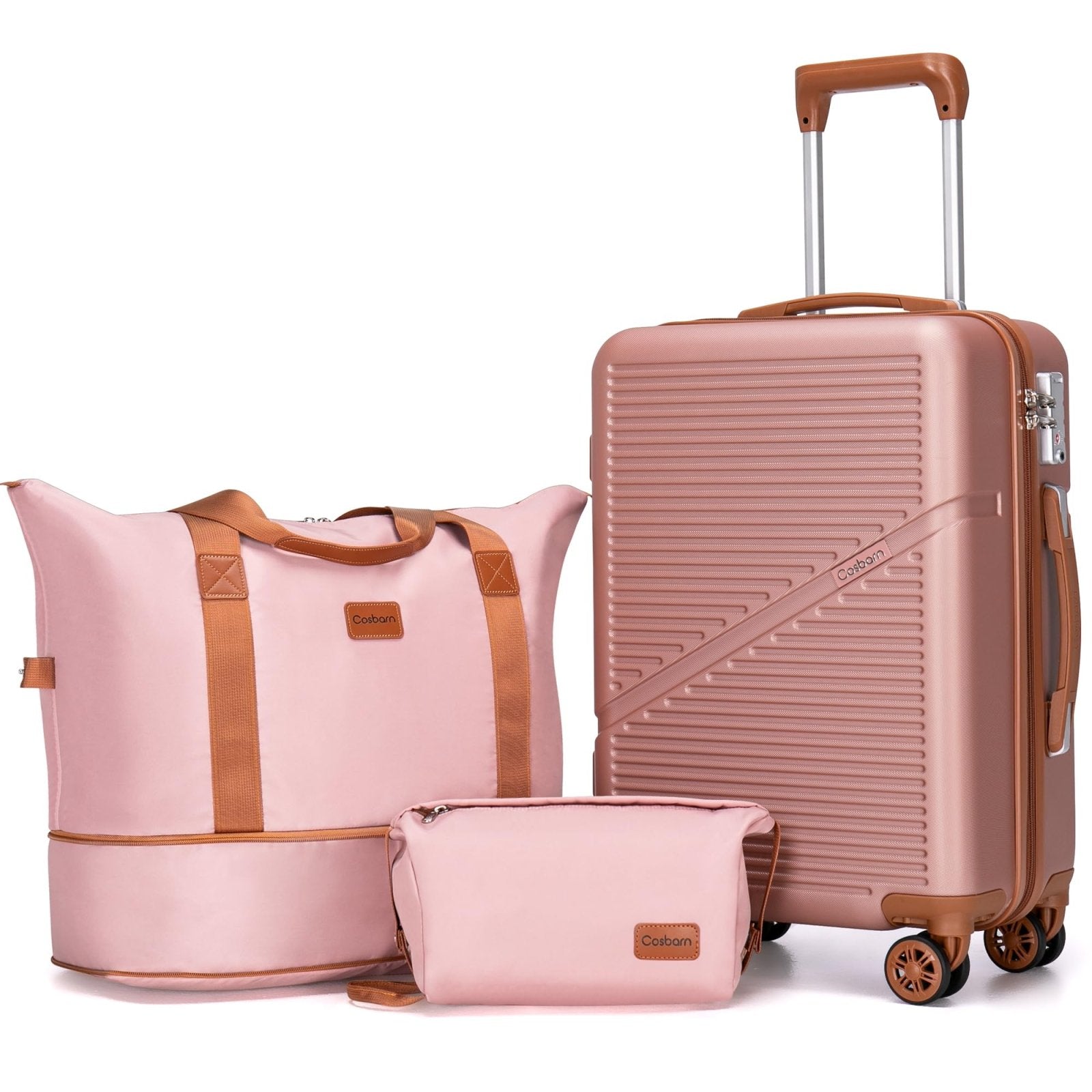 Cosbarn Carry On Luggage Set 22x14x9 Airline Approved, 3 Piece 20 Inch Lightweight ABS Hardside Suitcases with Wheels and TSA Lock, Durable Waterproof Travel Suitcase for Men Women
