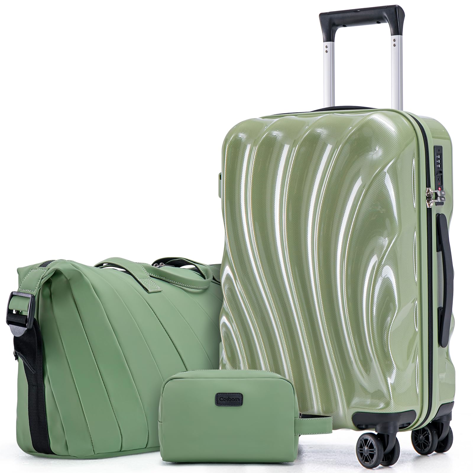 Cosbarn Luggage Sets 3 Piece Suitcases with Wheels, Suitcase Set, ABS+PC Hardshell Luggage with Phone Holder, Lightweight Carry on Luggage with TSA Lock Spinner Wheels