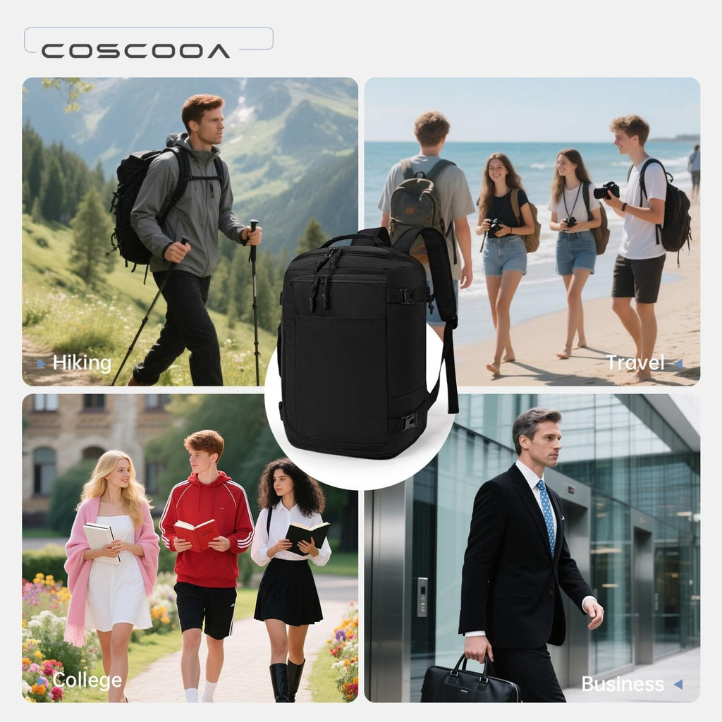 COSCOOA 40x30x20cm Travel Bag, Expandable Carry on Travel Backpack 30 - 35L, 40x30x25cm Personal Item Bag,15.6inch Laptop Backpack with Shoe Compartment and Wet Pockets,Mochila de Viaje
