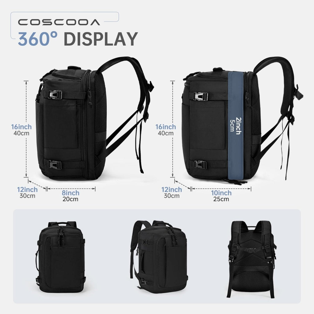 COSCOOA 40x30x20cm Travel Bag, Expandable Carry on Travel Backpack 30 - 35L, 40x30x25cm Personal Item Bag,15.6inch Laptop Backpack with Shoe Compartment and Wet Pockets,Mochila de Viaje