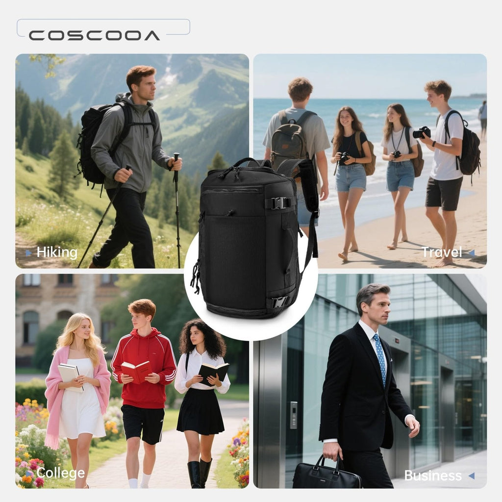 COSCOOA Carry On Travel Backpack 40x30x20cm Expandable 30 - 35L, 40x30x25cm Personal item Size Bag,15.6inch Laptop Backpack with Shoe Compartment and Wet Pockets,Mochila de Viaje