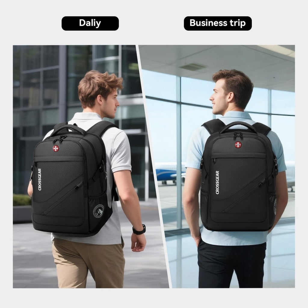 CROSSGEAR Large Travel Backpack Waterproof Laptop Bag Airline Approved Business Office Work Computer Casual Daypacks TSA Lock Anti - Theft Bookbag with USB Port Fit 17.3 inch Laptops for Men Women