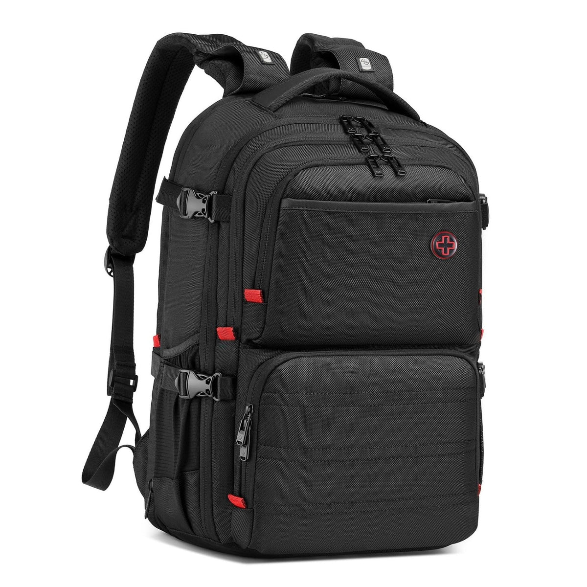CROSSGEAR Travel Carry On Backpack for Men, 40L Expandable Large Laptop Backpack, Fit 17.3 Inch Computer, TSA-Friendly Luggage Airline Approved, Water Resistant, Business Commute Work Daypack, Black