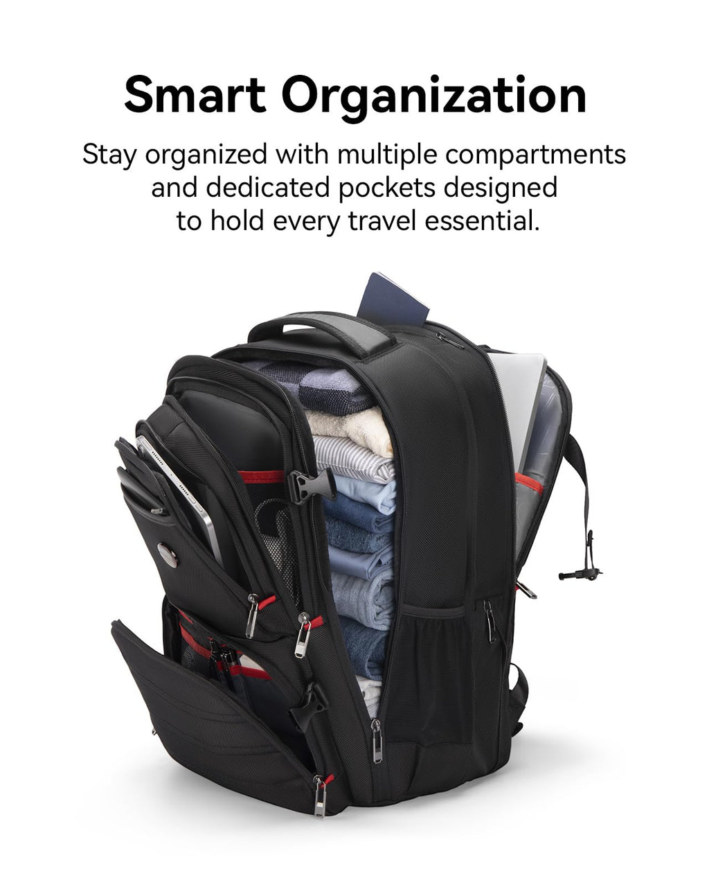 CROSSGEAR Travel Carry On Backpack for Men, 40L Expandable Large Laptop Backpack, Fit 17.3 Inch Computer, TSA - Friendly Luggage Airline Approved, Water Resistant, Business Commute Work Daypack, Black
