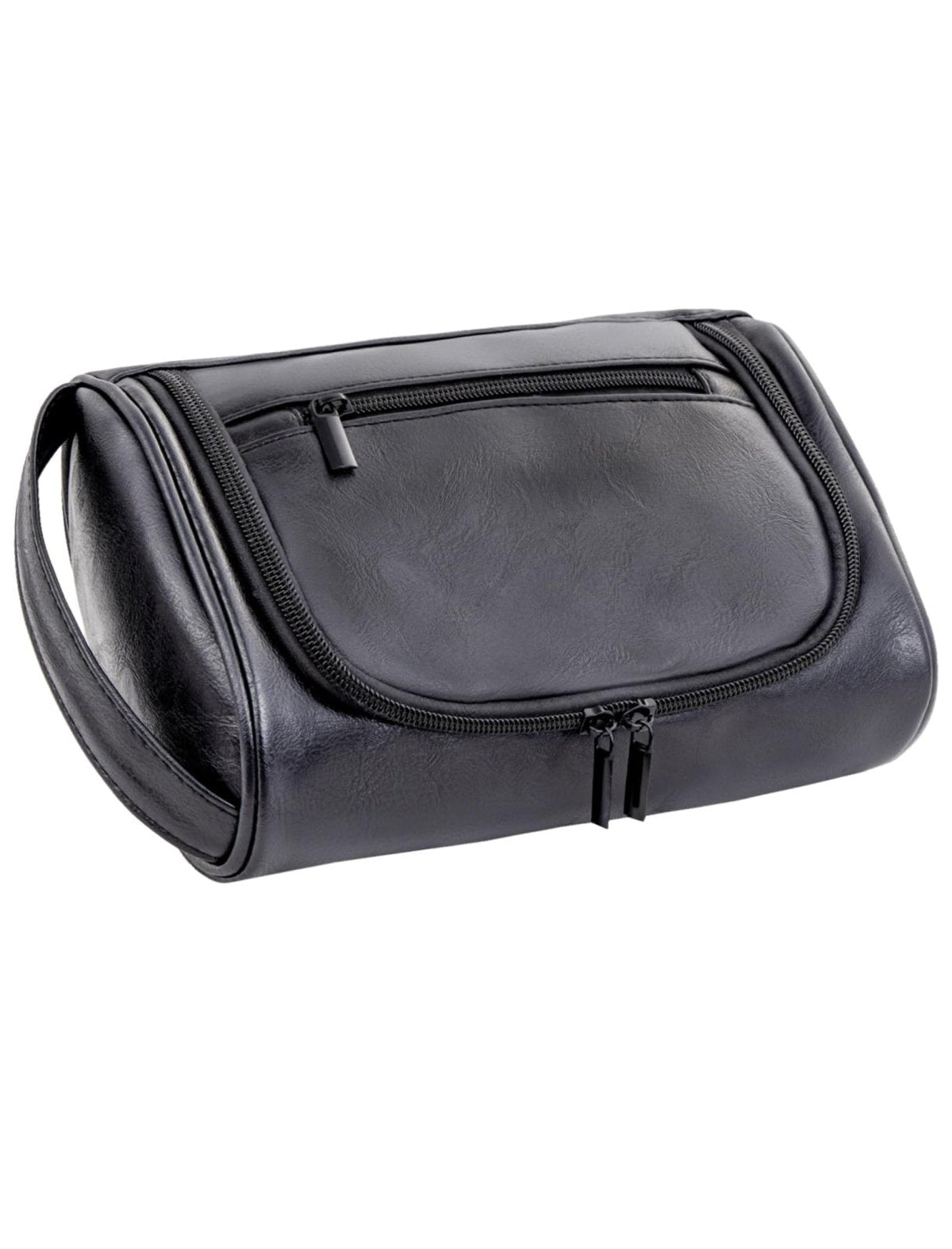 Cumbanho Mens Toiletry Bag, Compact Dopp Kit for Men Travel, PU Leather Shaving Kit, Water-Resistant Minimalist Organizer with Wrist Strap, Travel Toiletry Bag, Gift for Men,Small 9X5.9X3 Inch Black
