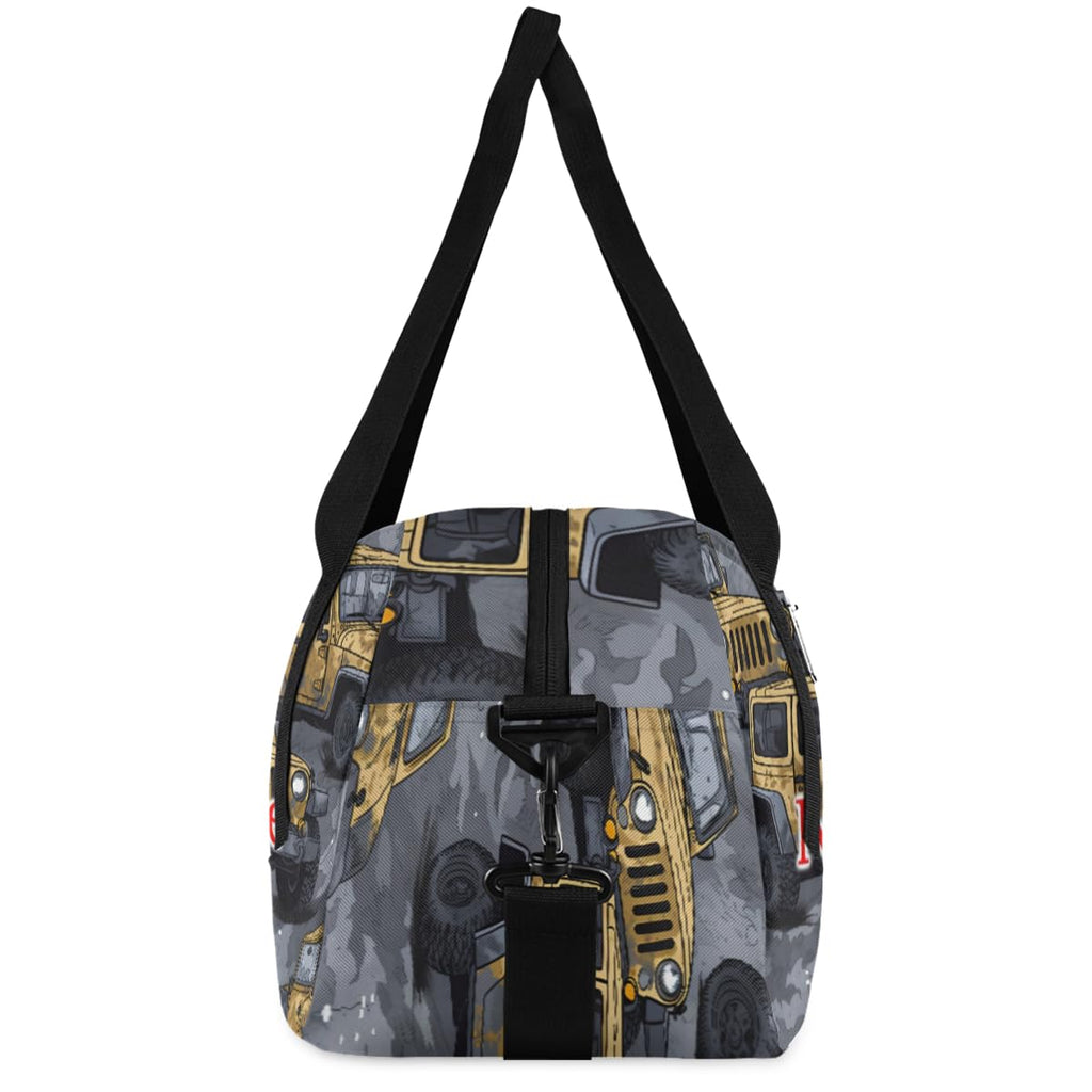 Custom Name Small Kids Overnighter Duffle Bag for Boys Girls Cartoon Jeep Truck Car Personalized Lightweight Gym Sports Duffle Bag Travel Weekender Tote Carry on Bag Customized Kids Gifts