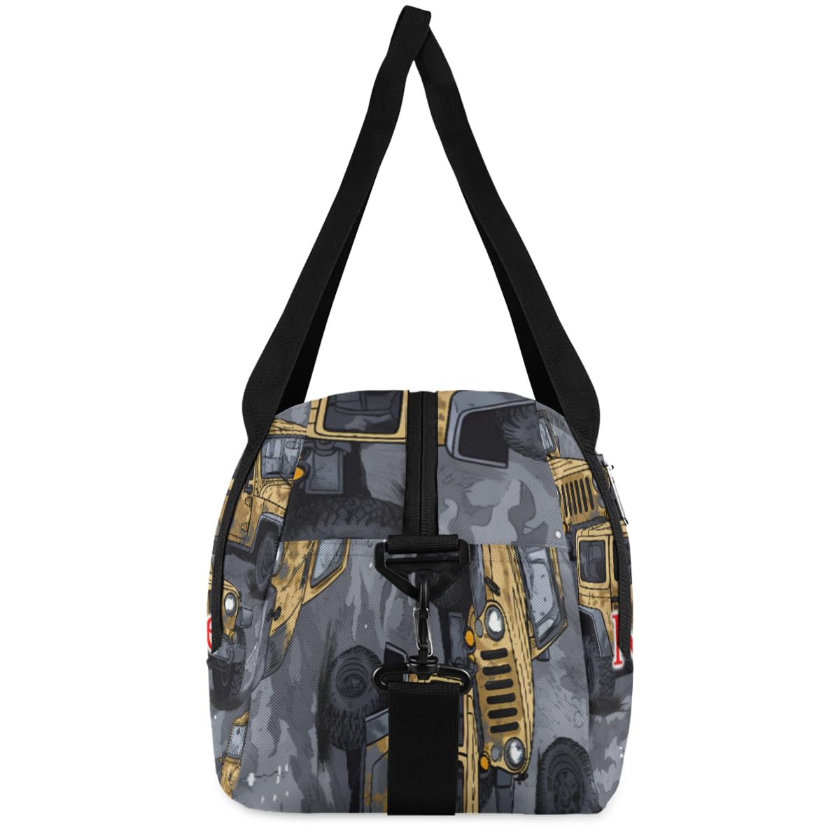 Custom Name Small Kids Overnighter Duffle Bag for Boys Girls Cartoon Jeep Truck Car Personalized Lightweight Gym Sports Duffle Bag Travel Weekender Tote Carry on Bag Customized Kids Gifts