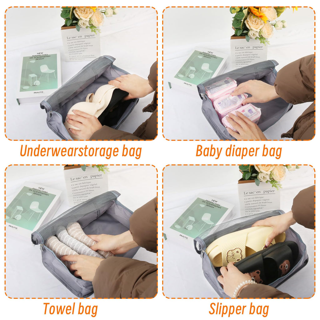 CvoMep 12 Pcs Packing Cubes Luggage Organizers Small Mesh Clothing Underwear Bag Foldable Laundry Bags for Travel Hiking Camping Backpacking