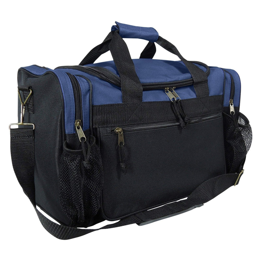 DALIX 17" Duffle Travel Bag with Dual Front Mesh Pockets in Navy Blue