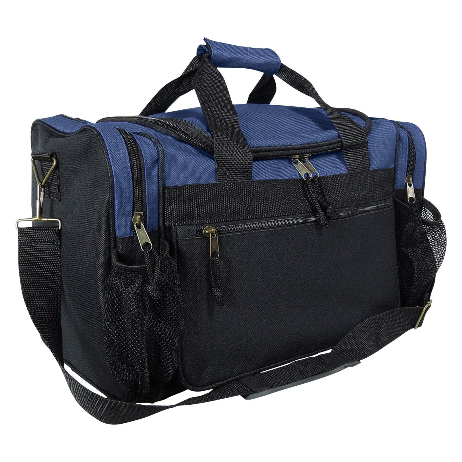 DALIX 17" Duffle Travel Bag with Dual Front Mesh Pockets in Navy Blue