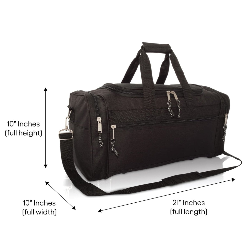DALIX 21" Blank Sports Duffle Bag Gym Bag Travel Duffel Adjustable Strap in Black