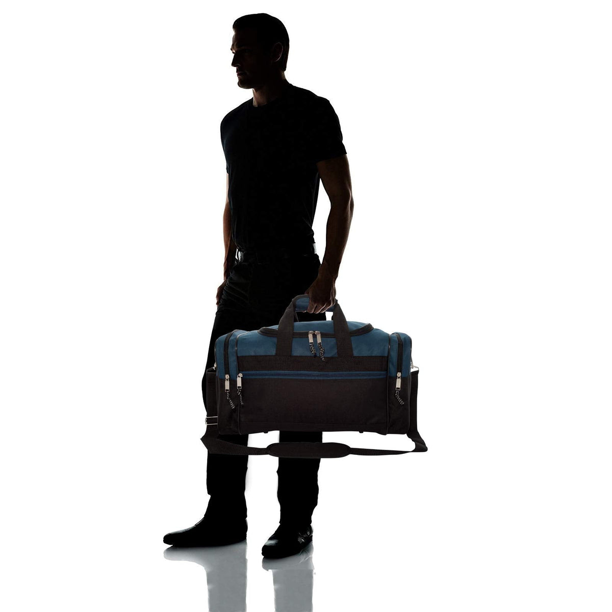 Dalix Medium Duffle Bag Duffel Bag in Black and Navy Blue Gym Bag