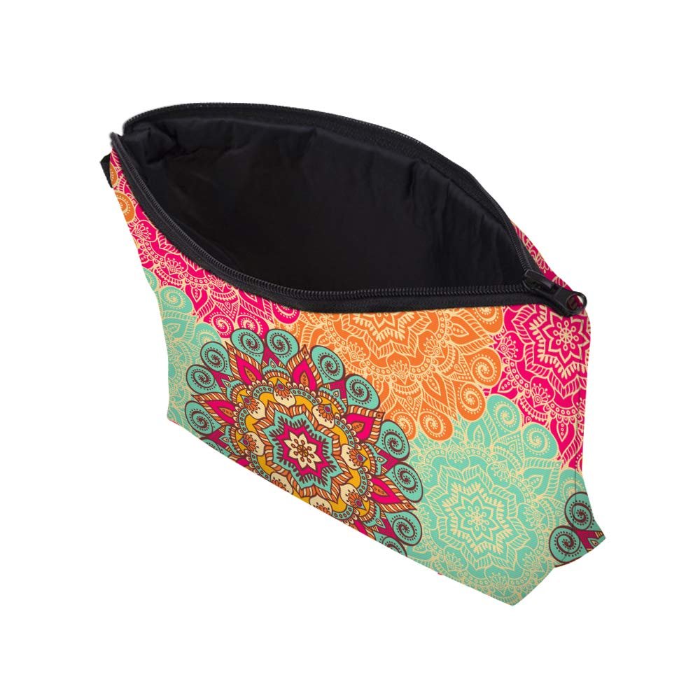 Deanfun Cosmetic Bag for Women, Mandala Flowers Waterproof Makeup Bags Roomy Toiletry Pouch Travel Accessories Gifts (51560)
