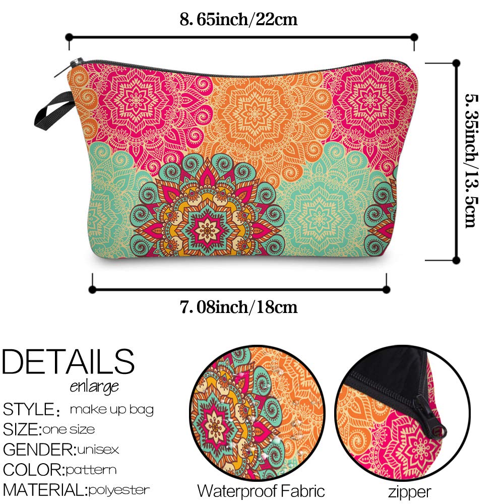 Deanfun Cosmetic Bag for Women, Mandala Flowers Waterproof Makeup Bags Roomy Toiletry Pouch Travel Accessories Gifts (51560)