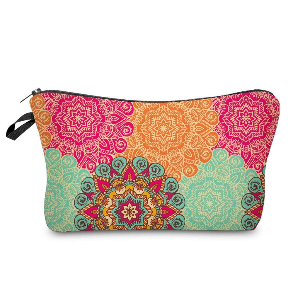 Deanfun Cosmetic Bag for Women, Mandala Flowers Waterproof Makeup Bags Roomy Toiletry Pouch Travel Accessories Gifts (51560)