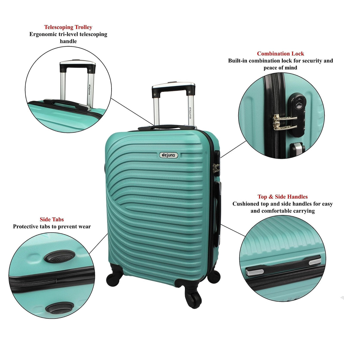 Dejuno Craft Hardside 24 - Inch Lightweight Spinner Luggage - Teal