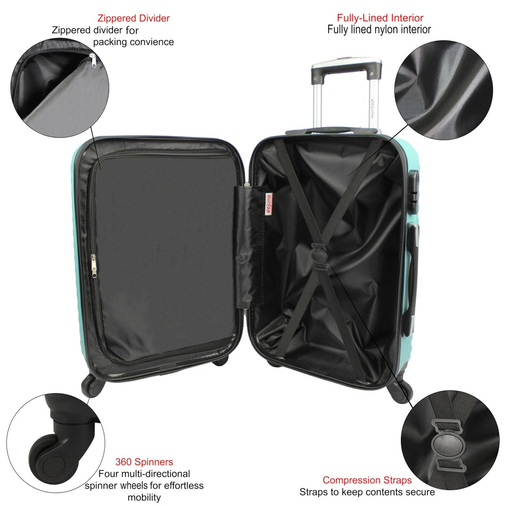 Dejuno Craft Hardside 24 - Inch Lightweight Spinner Luggage - Teal
