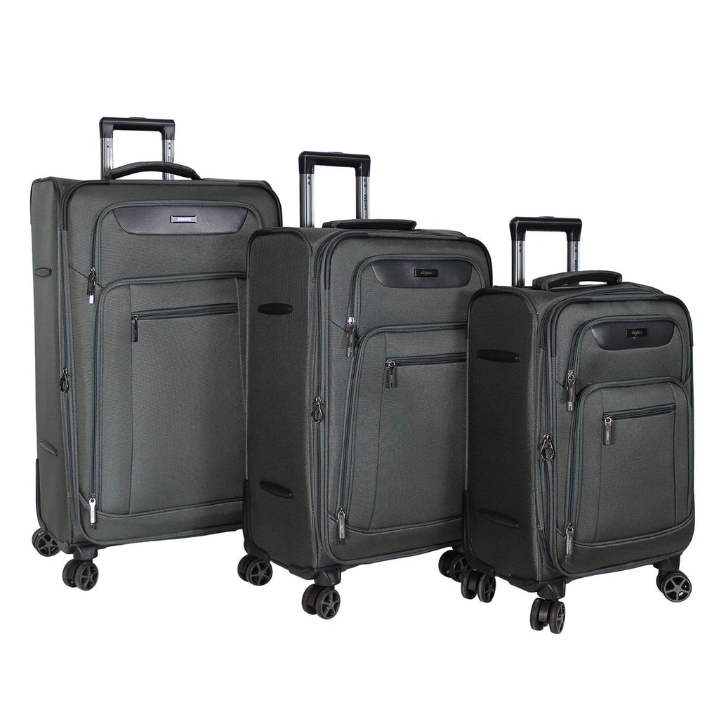 Dejuno Executive 3-Piece Spinner Luggage Set With USB Port - Grey