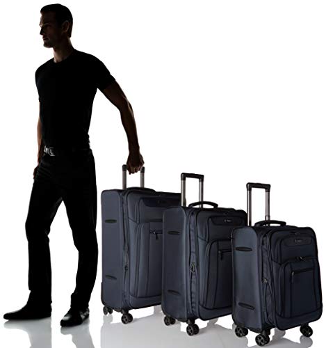 Dejuno Executive 3 - Piece Spinner Luggage Set With USB Port - Navy