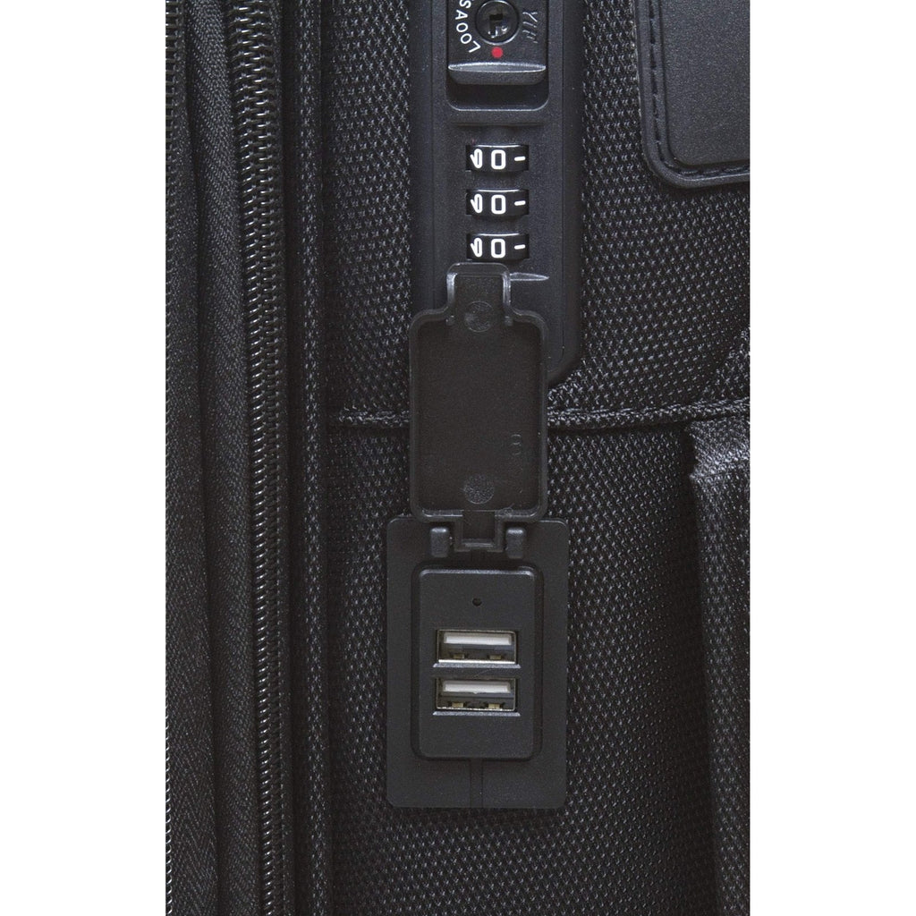 Dejuno Executive New Generation 3 - Piece Spinner Luggage Set with USB Port, Black,3 - Piece Set,2006DJ - BLACK