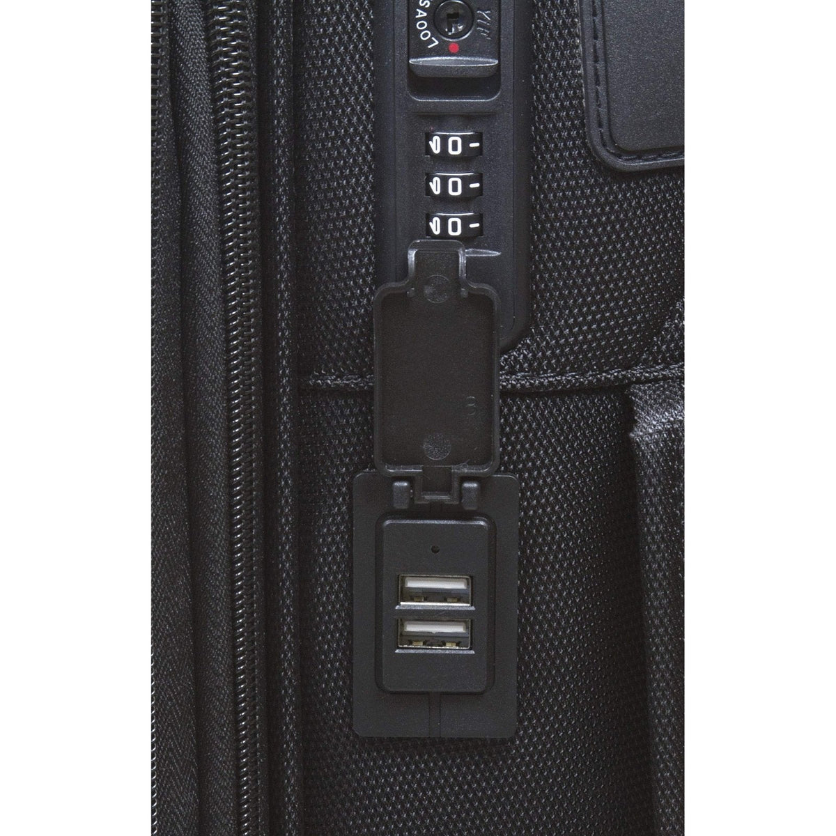 Dejuno Executive New Generation 3 - Piece Spinner Luggage Set with USB Port, Black,3 - Piece Set,2006DJ - BLACK
