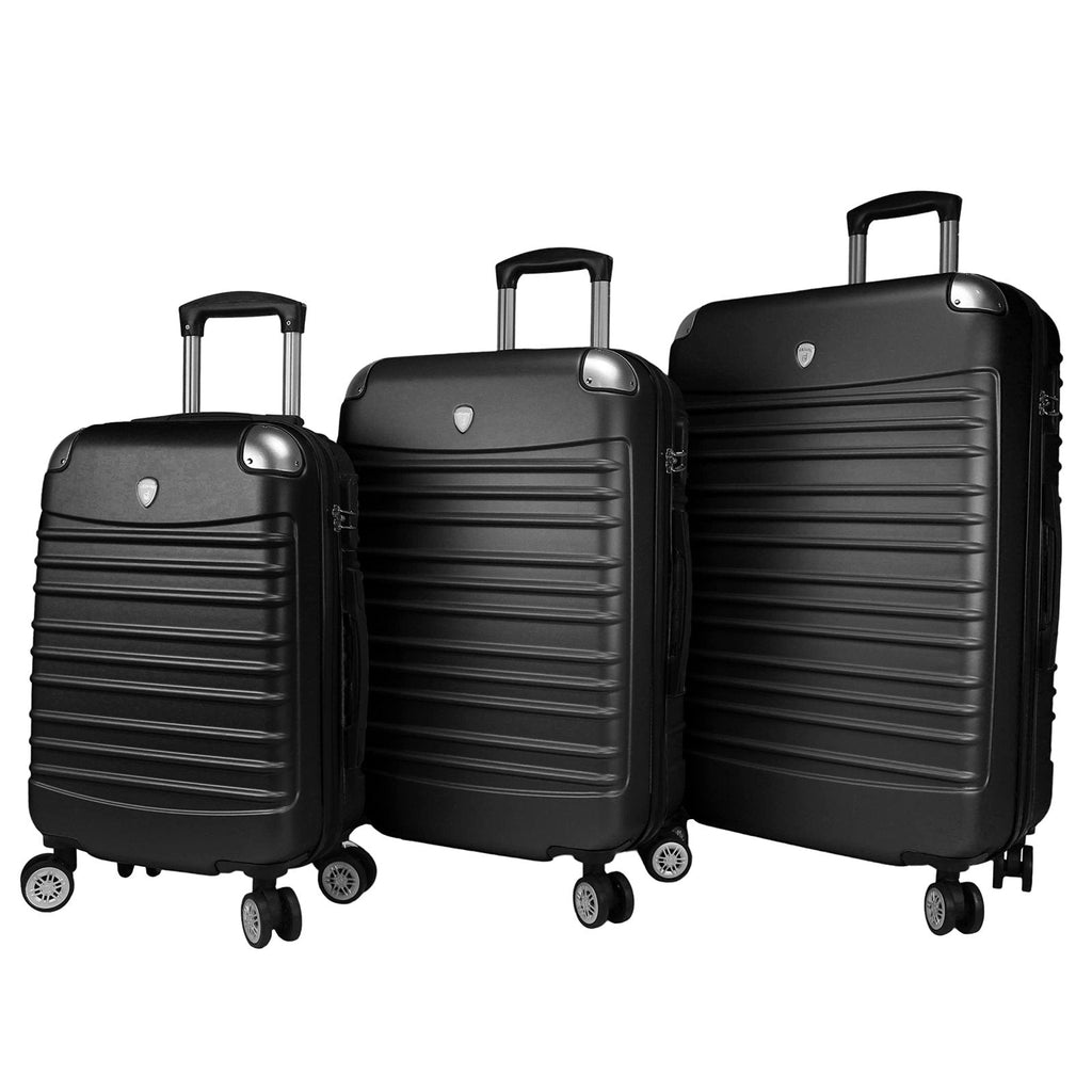Dejuno Impact New Generation Hardside 3-Piece Spinner Luggage, Black (DJ-610-BLACK)