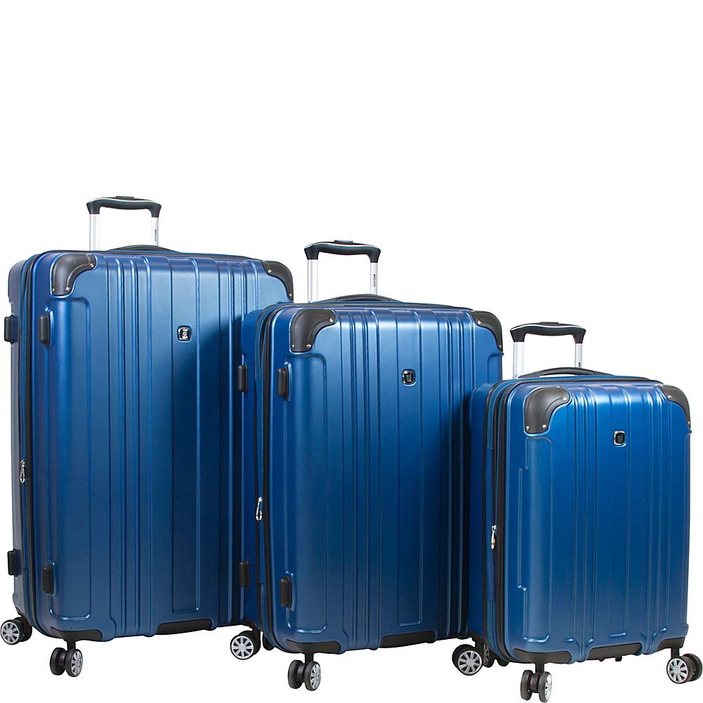 Dejuno Kingsley Abs 3-Piece Hardside Spinner Luggage Set-Blue, One Size