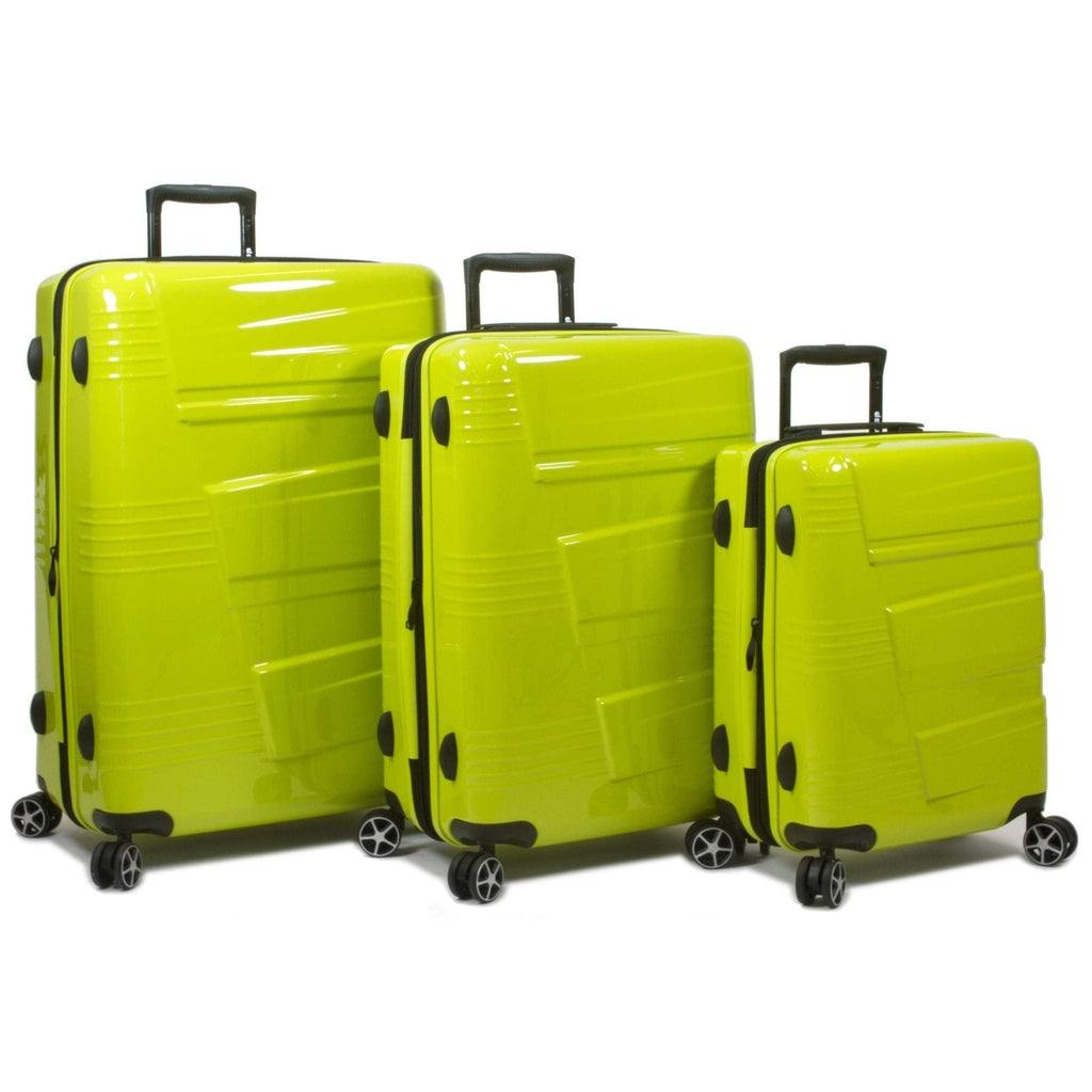 Dejuno Lumos New Generation Hardside Expandable Spinner Luggage, Lime, 3-Piece Set