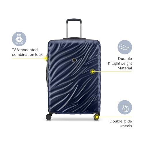 DELSEY PARIS Alexis Durable Luggage Set, Expandable & Lightweight 4-Wheel Spinners, Easy Grip handles for Smooth Journeys, TSA-Lock Incorporated, Men and Women, Navy, 3-Piece Set (21"/25"/29")