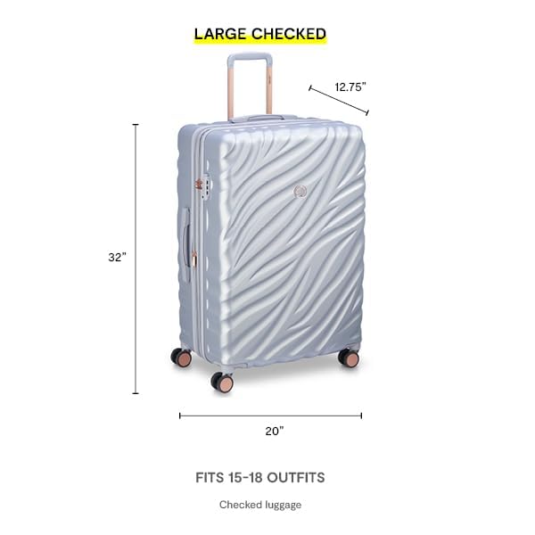 DELSEY PARIS Alexis Hardside 3 - Piece Set, Expandable Luggage with 4 Spinner Wheels, Lightweight Suitcase, 21" Carry - On, 25" Checked Medium, 29" Checked Large, Silver/Rose Gold