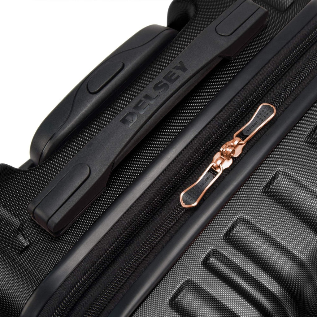 DELSEY PARIS Alexis Hardside, Medium Checked, Expandable Luggage with 4 Spinner Wheels, Lightweight Suitcase, 25 - Inch, Black/Rose Gold