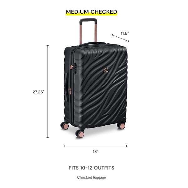 DELSEY PARIS Alexis Hardside, Medium Checked, Expandable Luggage with 4 Spinner Wheels, Lightweight Suitcase, 25 - Inch, Black/Rose Gold