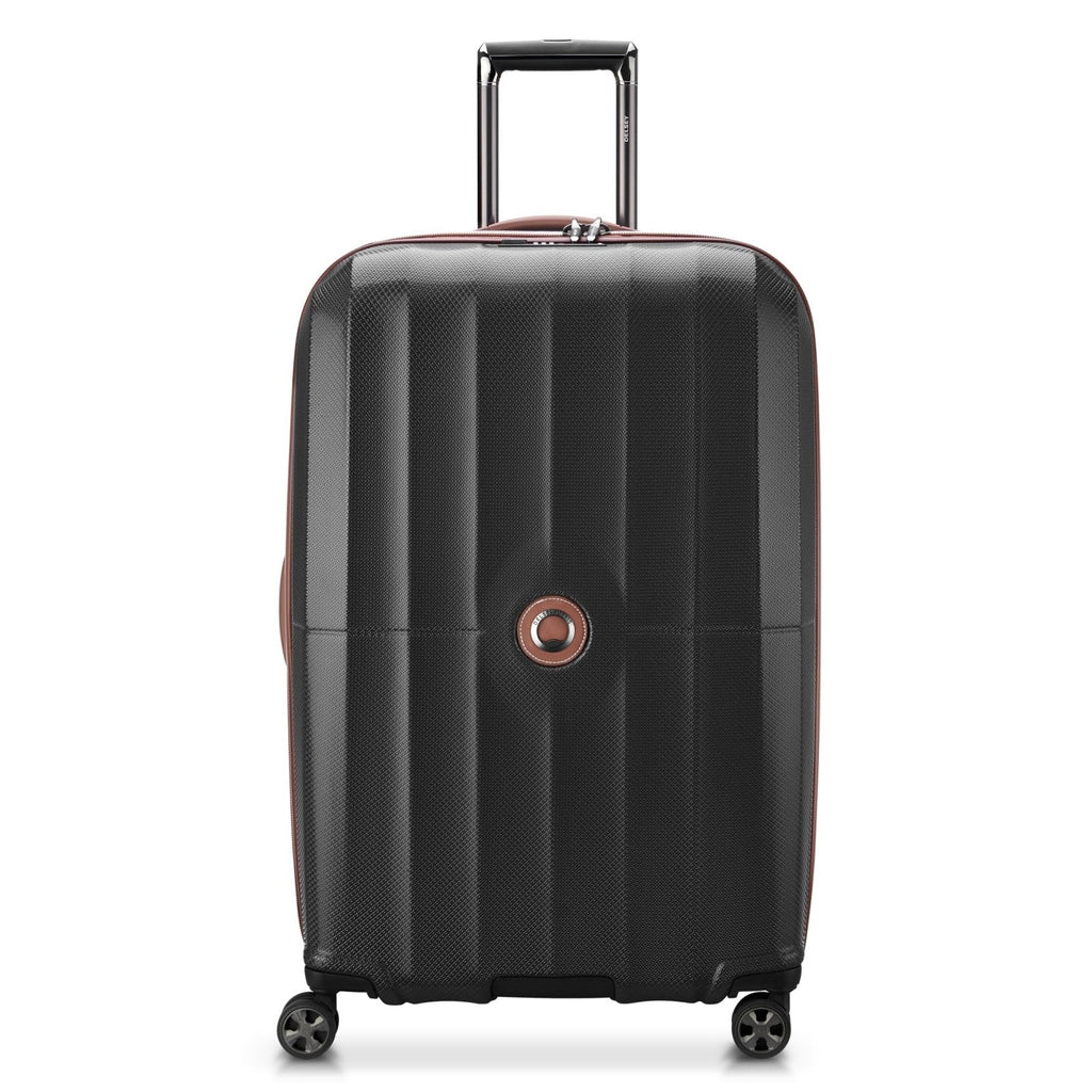 DELSEY PARIS Carrousel Hardside Expandable Luggage with Spinner Wheels, Black, Checked-Large 28 Inch