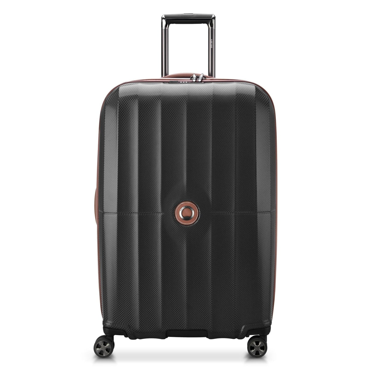 DELSEY PARIS Carrousel Hardside Expandable Luggage with Spinner Wheels, Black, Checked-Large 28 Inch